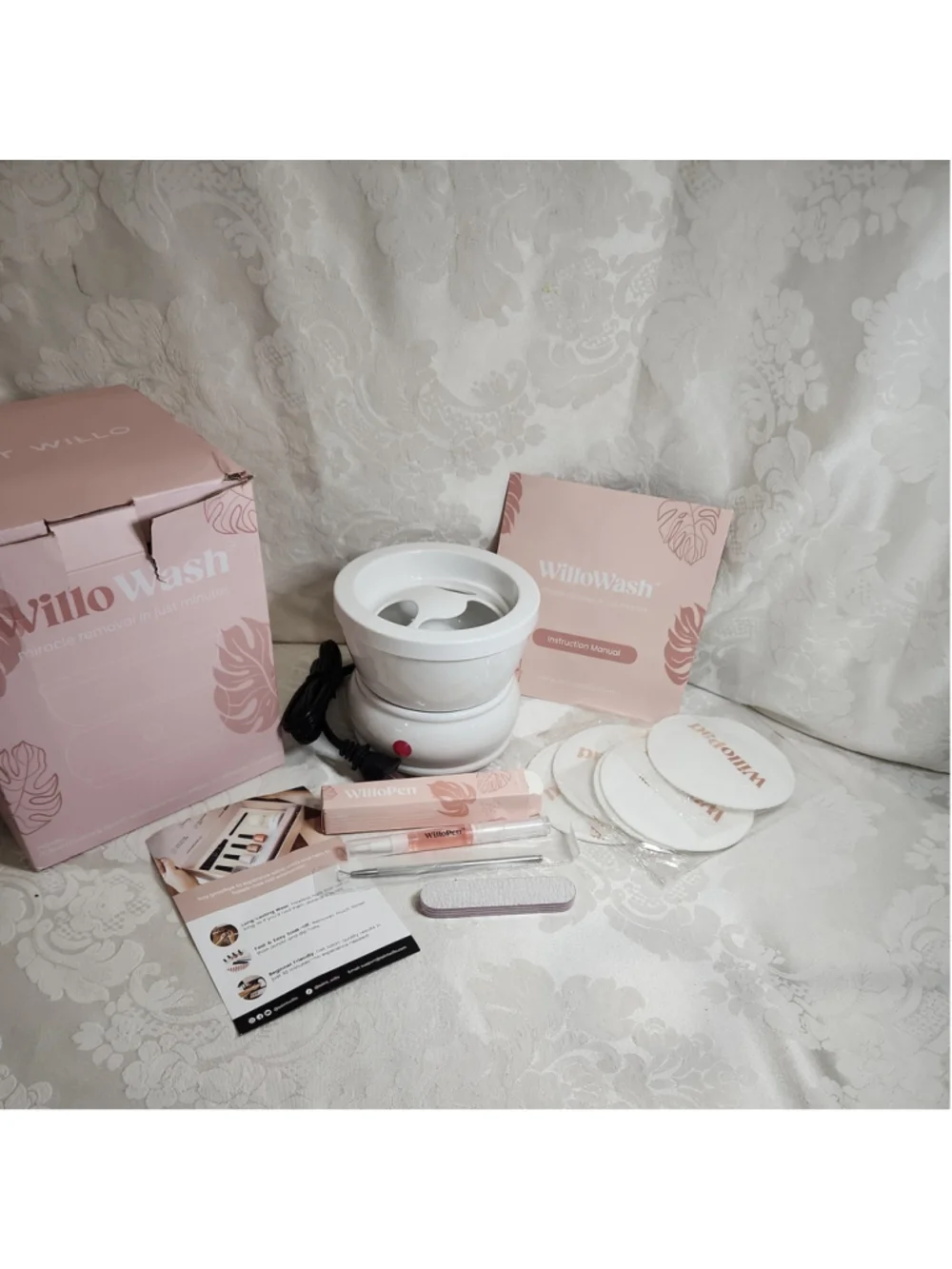 Willowash Electric Nail Soaking Bowl Acetone Proof Acrylic Nail Remover Kit NEW